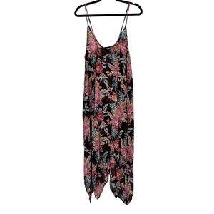 Into the Bleu Dress Swim Cover up Womens M Handkerchief Hem Floral Pullover